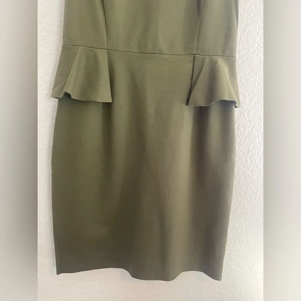 Kate Spade Olive Green Peplum Sheath Dress Havana 10. NWT